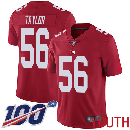 Youth New York Giants 56 Lawrence Taylor Red Limited Red Inverted Legend 100th Season Football NFL Jersey